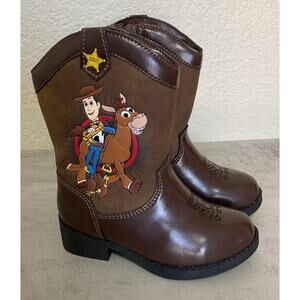 Disney Toy Story 4 Woody Toddler Size 7 M Brown Zip Cowboy Western Boots